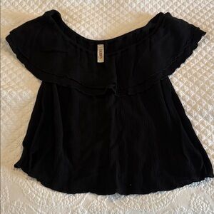 Black Ruffled Off-Shoulder Blouse